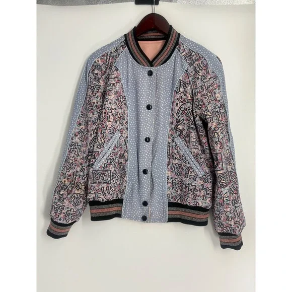 Coach x Keith Haring Reversible Bomber Jacket Pink Satin / Print | Style 30499 - Picture 8 of 11